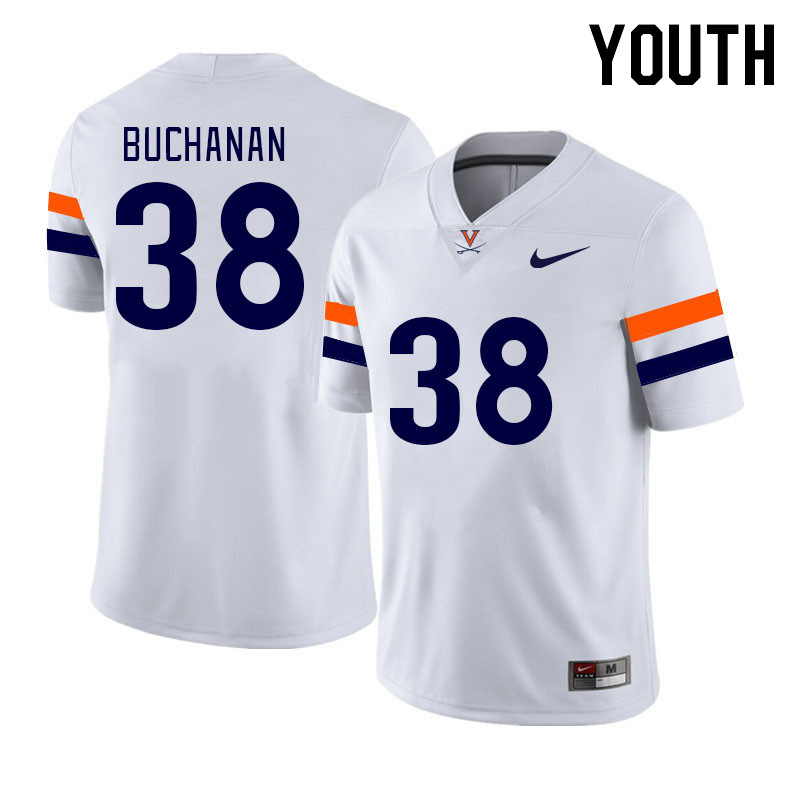 Youth #38 Mekhi Buchanan Virginia Cavaliers College Football Jerseys Stitched Sale-White - Click Image to Close